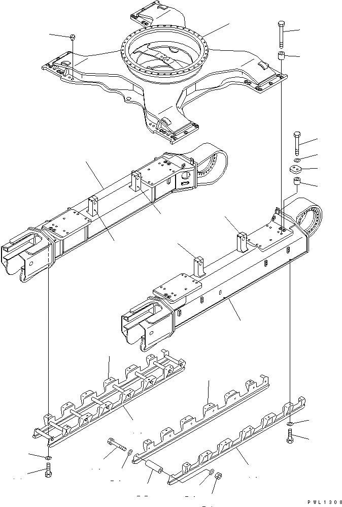 Схема запчастей Komatsu PC400-6Z - ГУСЕНИЧНАЯ РАМА (РЕГУЛЯТОР) (ПОЛН. ЗАЩИТА КАТКОВ) (С КРЫШКОЙ)(№-) ХОДОВАЯ