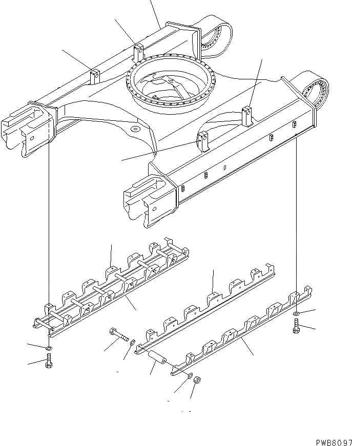 Схема запчастей Komatsu PC400-6Z - ГУСЕНИЧНАЯ РАМА (ПОЛН. ЗАЩИТА КАТКОВ) (С КРЫШКОЙ)(№-9) ХОДОВАЯ