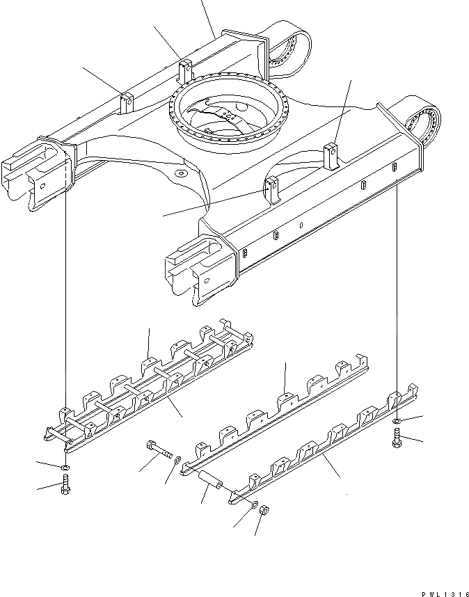 Схема запчастей Komatsu PC400-6Z - ГУСЕНИЧНАЯ РАМА (ПОЛН. ЗАЩИТА КАТКОВ) (С КРЫШКОЙ)(№-) ХОДОВАЯ