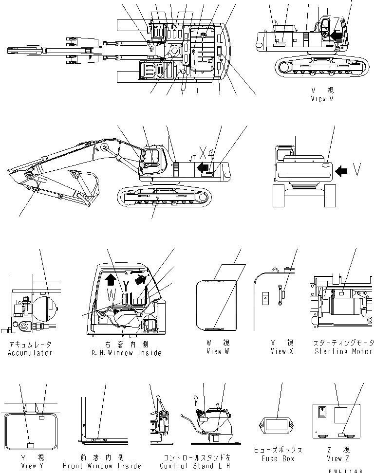 Схема запчастей Komatsu PC400-6Z - ТАБЛИЧКИ (ЯПОН.)(№-) МАРКИРОВКА