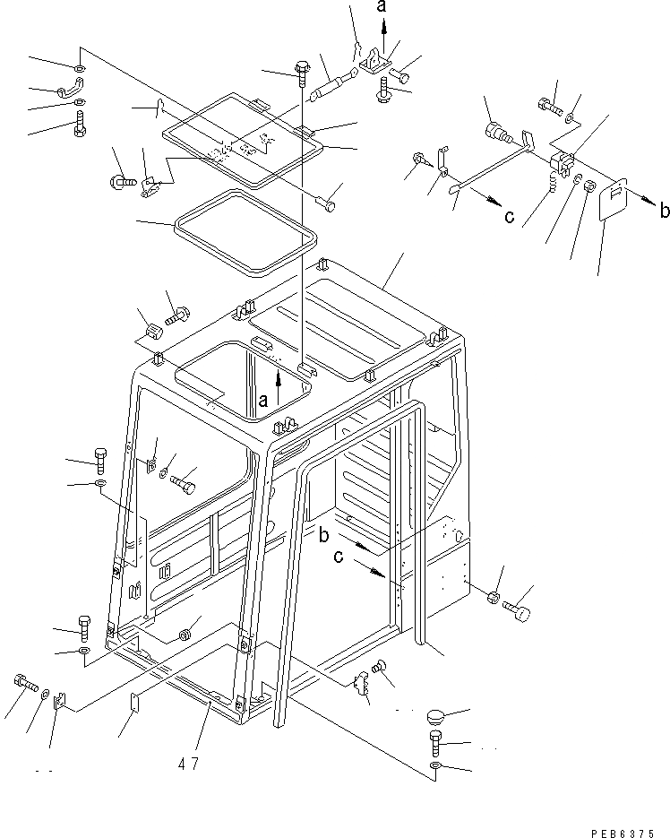 Схема запчастей Komatsu PC400-5 - КАБИНА (/7) (КАБИНА) (ДЛЯ КАБИНЫ ЧАСТИ КОРПУСА) (EC СПЕЦ-Я.)(№-) ЧАСТИ КОРПУСА