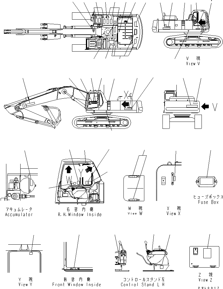 Схема запчастей Komatsu PC400-6C - ТАБЛИЧКИ (РОССИЯ)(№-9) МАРКИРОВКА