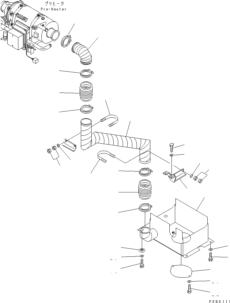 Схема запчастей Komatsu PC400-6C - ПРЕДПУСКОВ. ПОДОГРЕВ (ВОЗДУХОВОДЫ)(№9-9) РАЗНОЕ