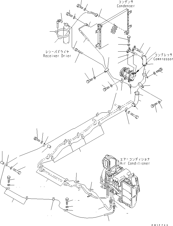 Схема запчастей Komatsu PC400-6Z - КОНДИЦ. ВОЗДУХА (ЛИНИЯ ОХЛАЖДЕНИЯS) (МОРОЗОУСТОЙЧИВ. СПЕЦИФ-Я)(№-) КАБИНА ОПЕРАТОРА И СИСТЕМА УПРАВЛЕНИЯ