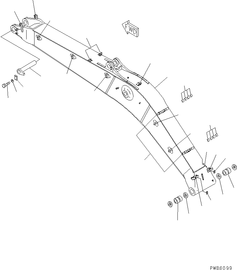 Схема запчастей Komatsu PC400-6Z - СТРЕЛА (СТРЕЛА И ВЕРХН. ПАЛЕЦ) (С ДОПОЛН. ГИДРОЛИНИЕЙ)(№-) РАБОЧЕЕ ОБОРУДОВАНИЕ
