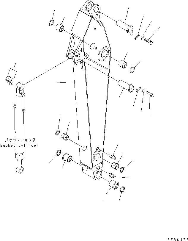 Схема запчастей Komatsu PC400-6Z - РУКОЯТЬ (.9M) (РУКОЯТЬ) РАБОЧЕЕ ОБОРУДОВАНИЕ