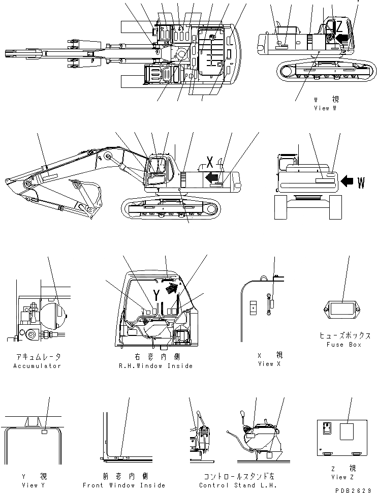 Схема запчастей Komatsu PC400-6Z - ТАБЛИЧКИ (АНГЛ.)(№-9) МАРКИРОВКА