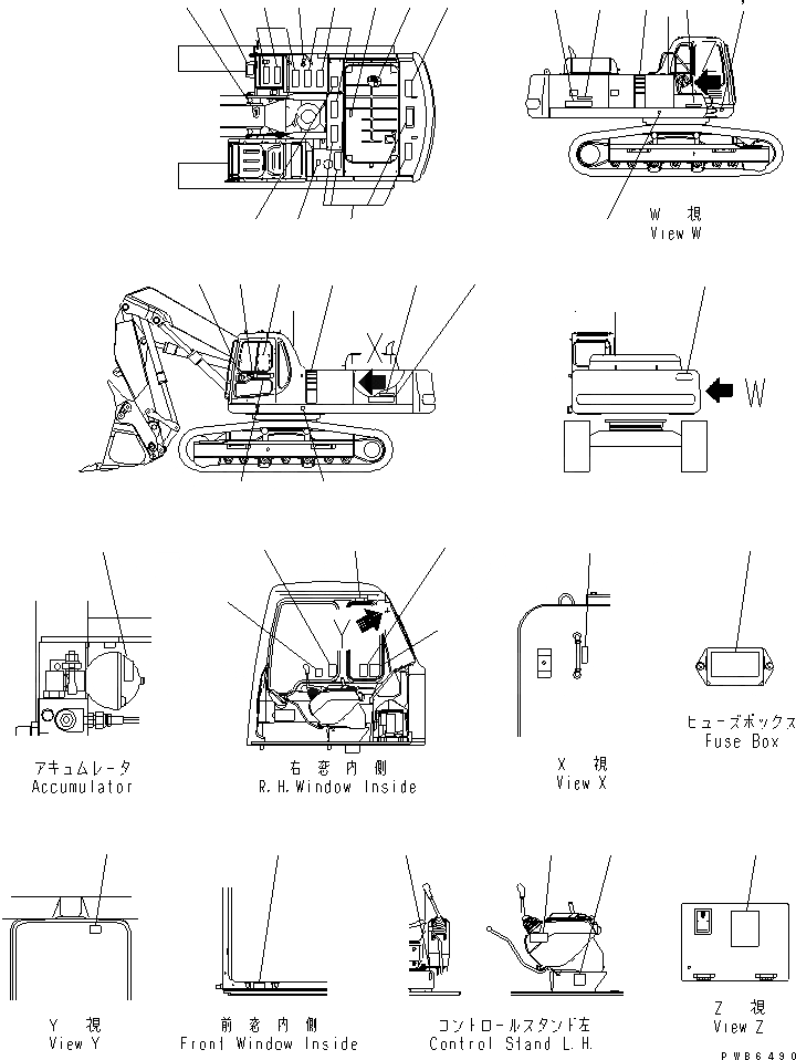 Схема запчастей Komatsu PC400-6Z - ТАБЛИЧКИ (ФРАНЦИЯ) (ПОГРУЗ.)(№-) МАРКИРОВКА