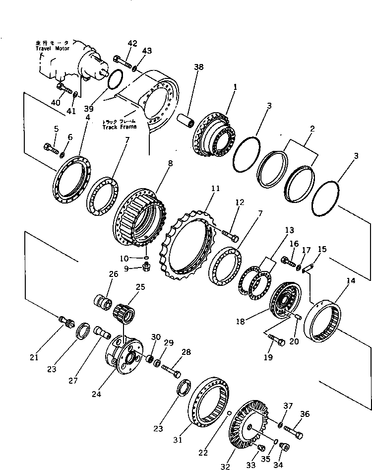 Схема запчастей Komatsu PC400-3 - FINAL DREVE(№7-) ХОД И КОНЕЧНАЯ ПЕРЕДАЧА