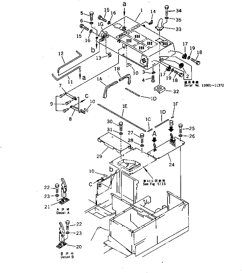 Схема запчастей Komatsu PC400-3 - MACHINERY ОБСТАНОВКА (/) (С ЗАЩИТА ОТ ВАНДАЛИЗМА)     (ДЛЯ ЯПОН.) ОСНОВНАЯ РАМА И КАБИНА