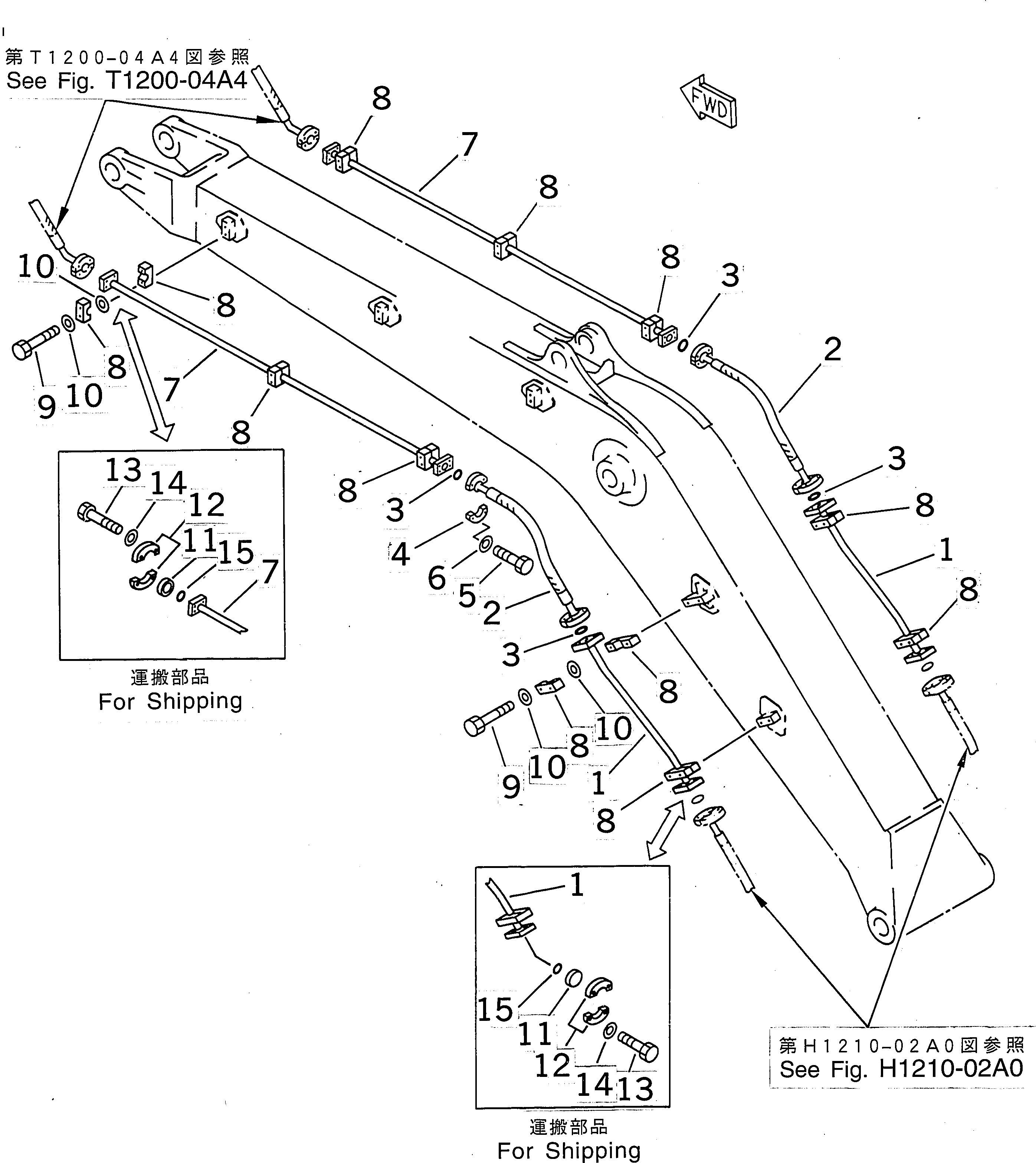 Схема запчастей Komatsu PC400-6 - СТРЕЛА (ДОПОЛН. ГИДРОЛИНИЯ) РАБОЧЕЕ ОБОРУДОВАНИЕ