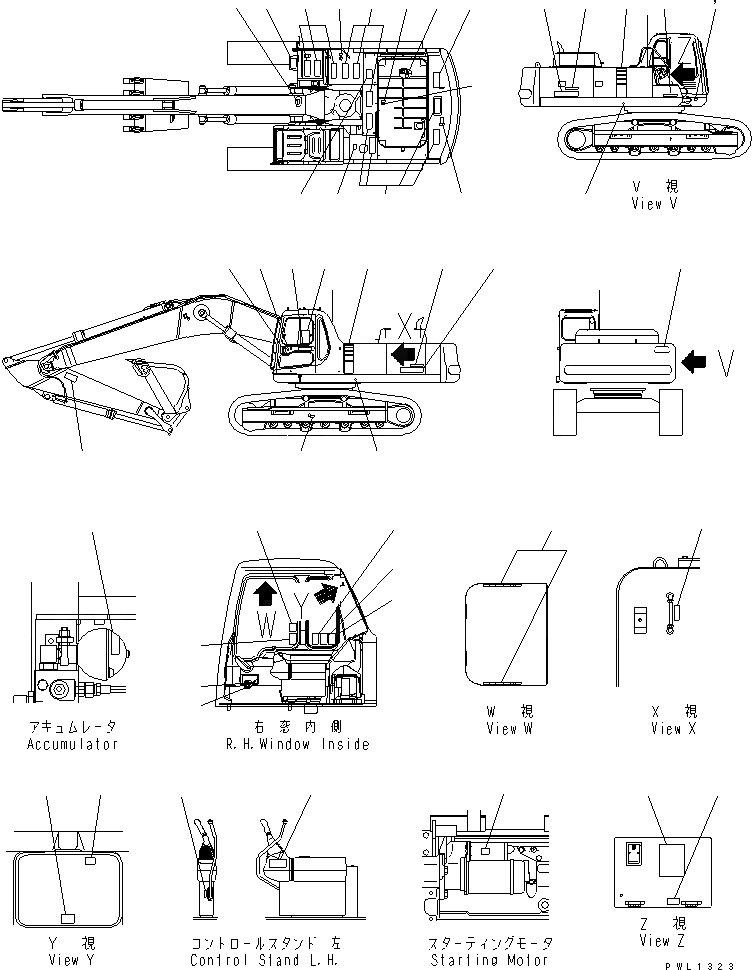 Схема запчастей Komatsu PC400-6 - ТАБЛИЧКИ (АНГЛ.)(№-) МАРКИРОВКА