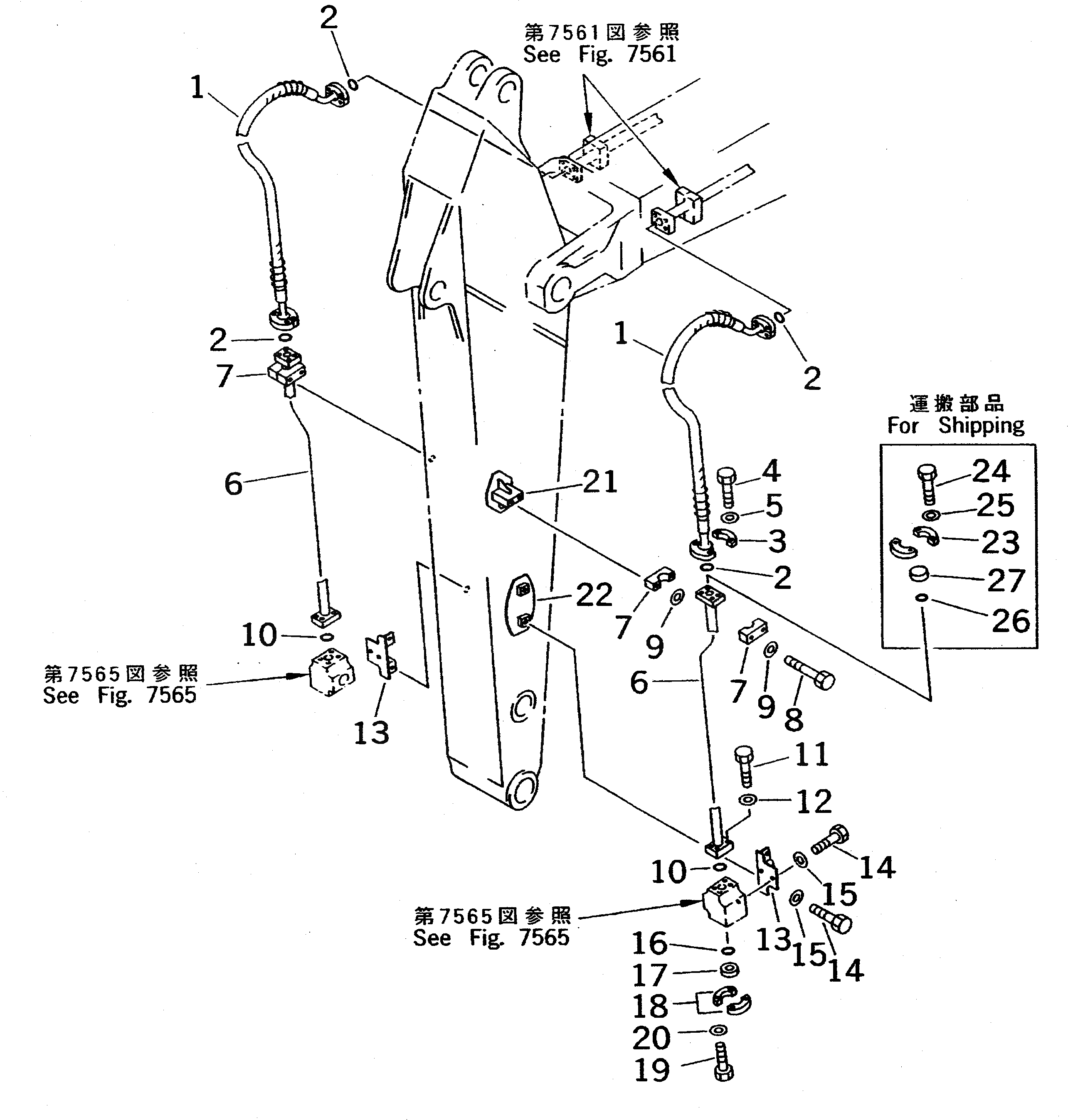Схема запчастей Komatsu PC400-5 - ДОПОЛН. ГИДРОЛИНИЯ (НАВЕСН. ОБОРУД) (.9M РУКОЯТЬ)(№-) РАБОЧЕЕ ОБОРУДОВАНИЕ (ЭКСКАВАТ.)