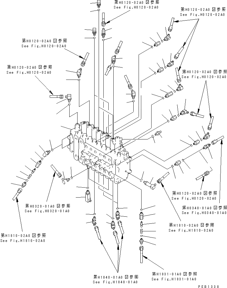 Схема запчастей Komatsu PC400-6 - ОСНОВН. КЛАПАН (СОЕДИНИТЕЛЬН. ЧАСТИ) ( АКТУАТОР)(№-999) ГИДРАВЛИКА
