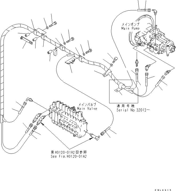 Схема запчастей Komatsu PC400-6 - LS ЛИНИЯ (ИЗ НАСОСА В КЛАПАН) ( АКТУАТОР)(№-) ГИДРАВЛИКА