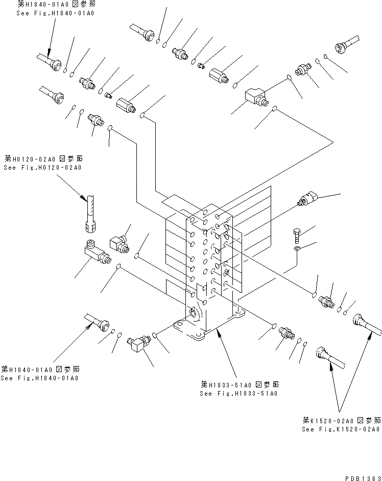 Схема запчастей Komatsu PC400-6 - РАСПРЕДЕЛИТ. КЛАПАН (С ДАТЧИКОМ)(№-999) ГИДРАВЛИКА