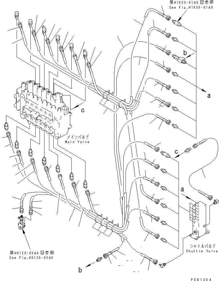 Схема запчастей Komatsu PC400-6 - ОСНОВН. ЛИНИЯ PPC (КЛАПАН ЛИНИИ PPC)(№-7) ГИДРАВЛИКА