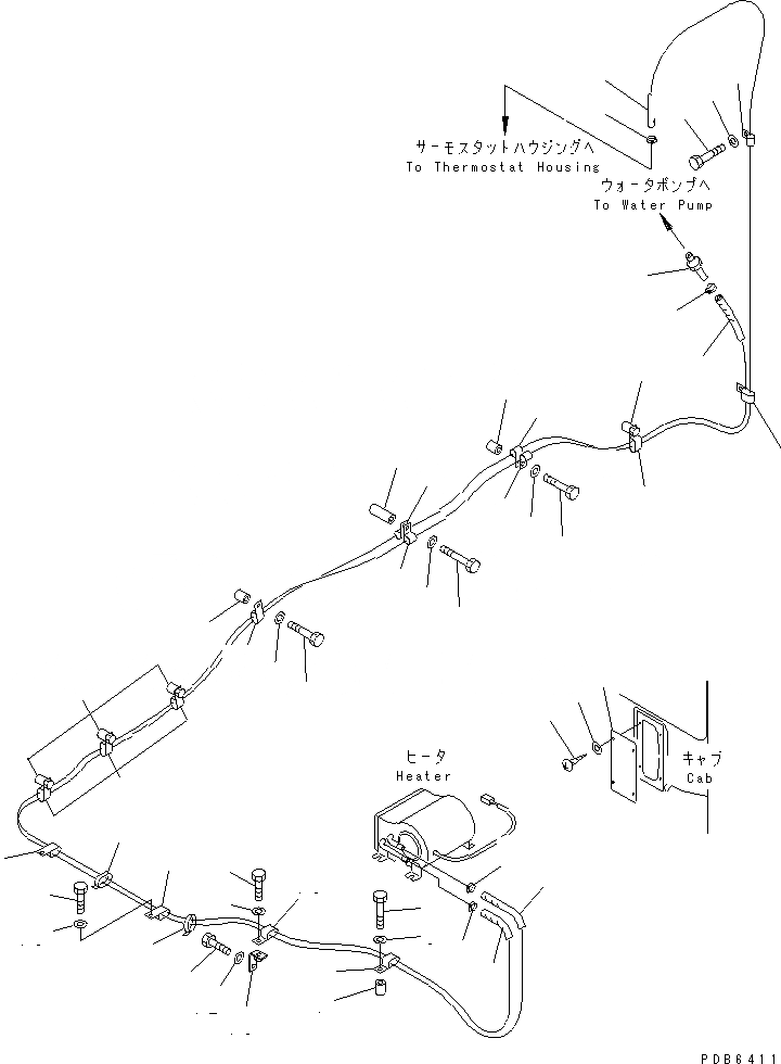 Схема запчастей Komatsu PC400-6 - ОБОГРЕВАТЕЛЬ.(№9-999) КАБИНА ОПЕРАТОРА И СИСТЕМА УПРАВЛЕНИЯ