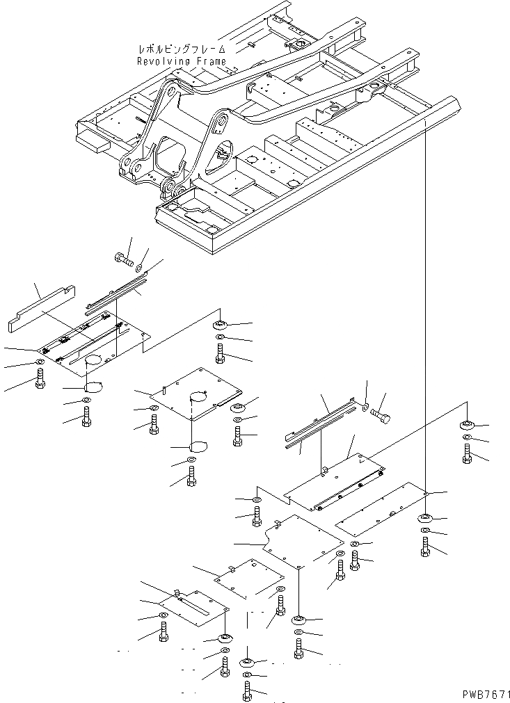 Схема запчастей Komatsu PC400-6 - НИЖН. КРЫШКА (УСИЛ.) (ОСНОВНАЯ РАМА)(№-) ЧАСТИ КОРПУСА