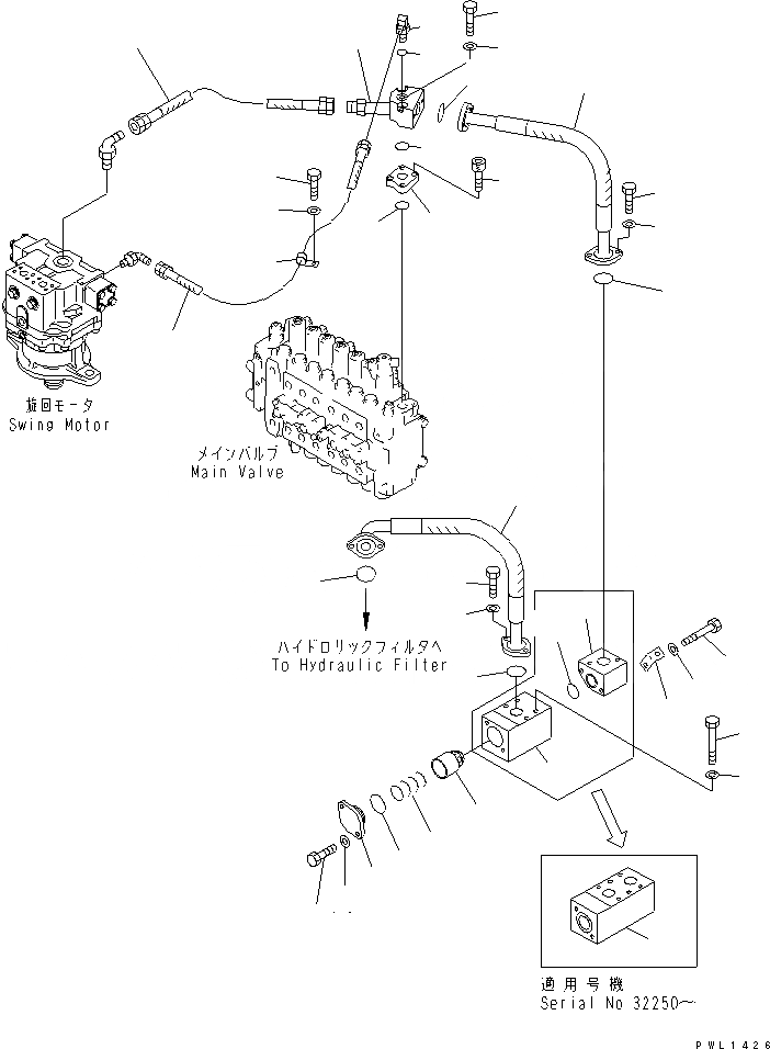 Схема запчастей Komatsu PC400-6 - ВОЗВРАТНАЯ ЛИНИЯ(№-) ГИДРАВЛИКА