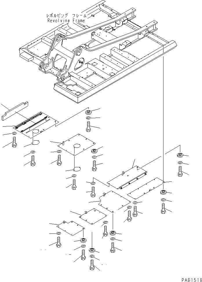 Схема запчастей Komatsu PC400-6 - НИЖН. КРЫШКА (УСИЛ.) (ОСНОВНАЯ РАМА)(№-999) ЧАСТИ КОРПУСА