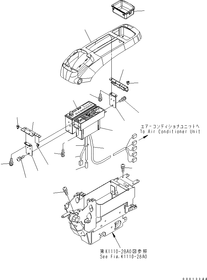 Схема запчастей Komatsu PC400-7-M1 - ОСНОВН. КОНСТРУКЦИЯ (КАБИНА) (КОНСОЛЬ) (ВЕРХН.) (С КОНДИЦИОНЕРОМ И РАДИО) (ЛЕВ.) КАБИНА ОПЕРАТОРА И СИСТЕМА УПРАВЛЕНИЯ