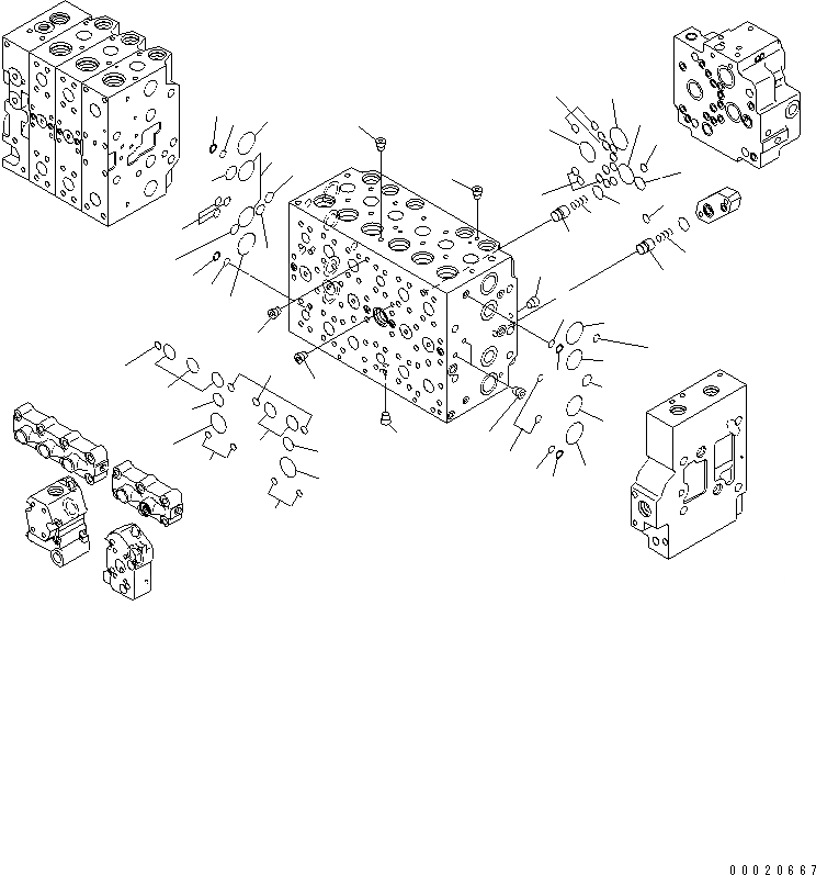 Схема запчастей Komatsu PC400-7-M1 - ОСНОВН. КЛАПАН (-АКТУАТОР) (/) ОСНОВН. КОМПОНЕНТЫ И РЕМКОМПЛЕКТЫ