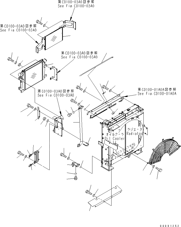 Схема запчастей Komatsu PC400-7 - ОХЛАЖД-Е (ПОСЛЕОХЛАДИТЕЛЬ И КОНДЕНСАТОР)(№9-) СИСТЕМА ОХЛАЖДЕНИЯ