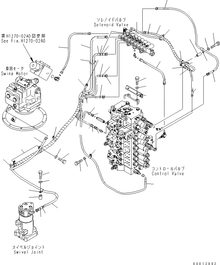 Схема запчастей Komatsu PC400-7 - СОЛЕНОИДНЫЙ КЛАПАН ТРУБЫ (ПАТРУБКИ И КОРПУС) ( АКТУАТОР) ГИДРАВЛИКА