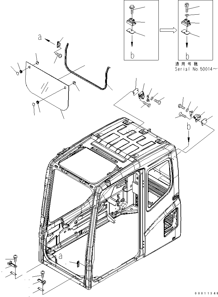 Схема запчастей Komatsu PC400-7 - ОСНОВН. КОНСТРУКЦИЯ (КАБИНА) (ПЕРЕДН. НИЖН. ОКНА) КАБИНА ОПЕРАТОРА И СИСТЕМА УПРАВЛЕНИЯ