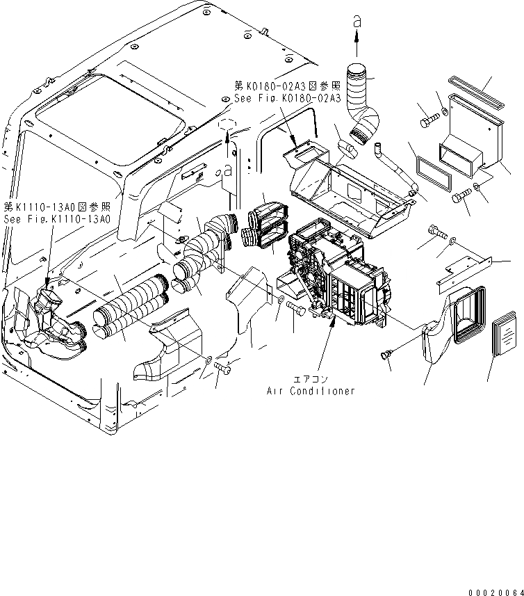 Схема запчастей Komatsu PC400-7 - ОСНОВН. КОНСТРУКЦИЯ (КАБИНА IN ЧАСТИ) (ПЛАСТИНЫ И ВОЗДУХОВОД) (ДЛЯ КОНДИЦИОНЕР) КАБИНА ОПЕРАТОРА И СИСТЕМА УПРАВЛЕНИЯ