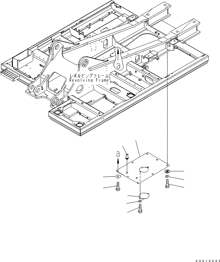 Схема запчастей Komatsu PC400-7 - НИЖН. КРЫШКА (УСИЛ.) (ОСНОВНАЯ РАМА) (ЦЕНТР.)(№-) ЧАСТИ КОРПУСА