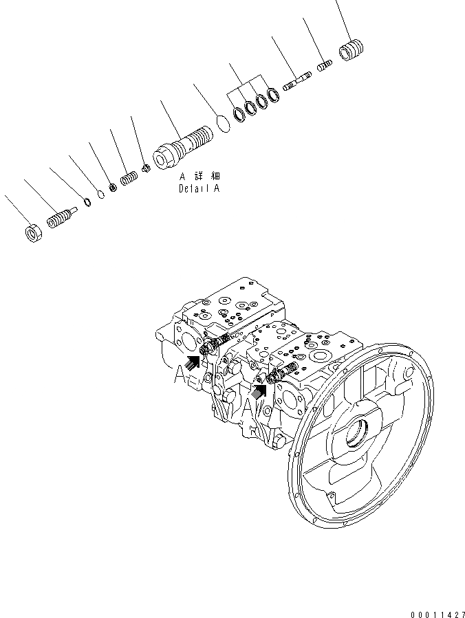 Схема запчастей Komatsu PC400-7 - ПОРШЕНЬ НАСОС (/) ОСНОВН. КОМПОНЕНТЫ И РЕМКОМПЛЕКТЫ