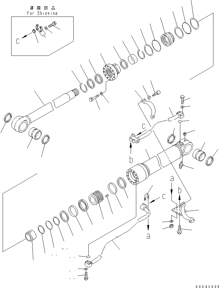 Схема запчастей Komatsu PC400-7 - ЦИЛИНДР СТРЕЛЫ( ЧАС. СИСТ. СМАЗКИ СТРЕЛА ТИП) (ДЛЯ CHINA)(№97-) ОСНОВН. КОМПОНЕНТЫ И РЕМКОМПЛЕКТЫ