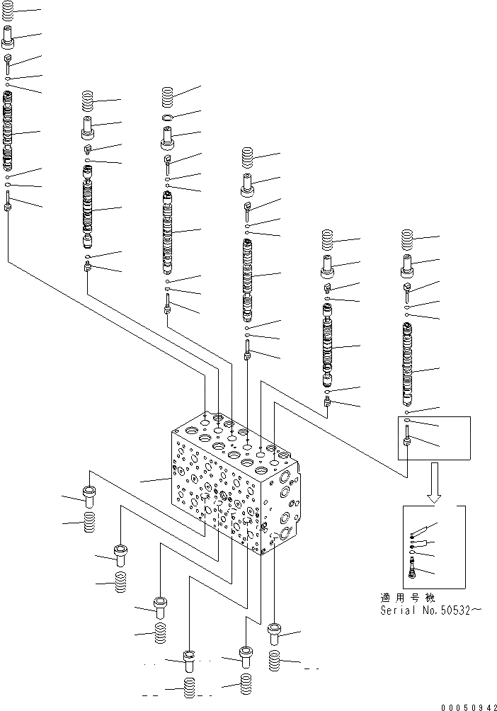 Схема запчастей Komatsu PC400-7 - УПРАВЛЯЮЩ. КЛАПАН (-АКТУАТОР) (/) (ДЛЯ ПОГРУЗ.) ОСНОВН. КОМПОНЕНТЫ И РЕМКОМПЛЕКТЫ