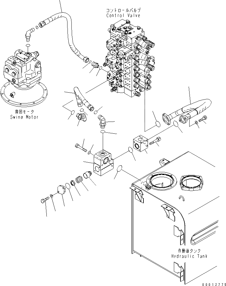 Схема запчастей Komatsu PC400-7 - ВОЗВРАТ. ТРУБЫ ( АКТУАТОР) (СПЕЦ-Я -40С) ГИДРАВЛИКА