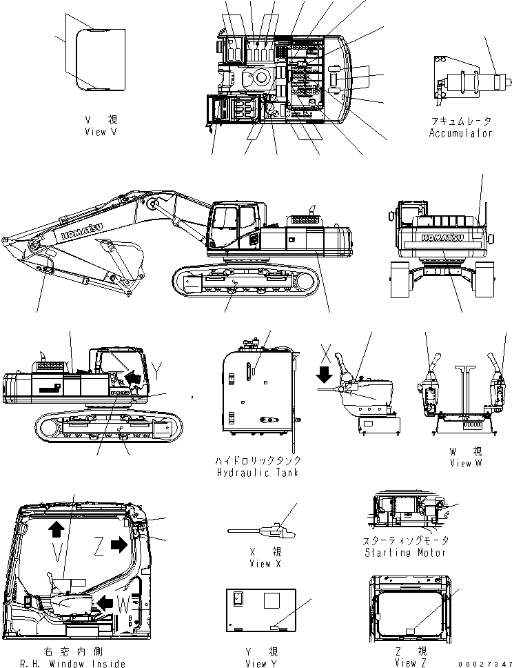 Схема запчастей Komatsu PC400-7 - MARKS И ТАБЛИЧКИS (РОССИЯ) (PICTORIAL)(№-) МАРКИРОВКА