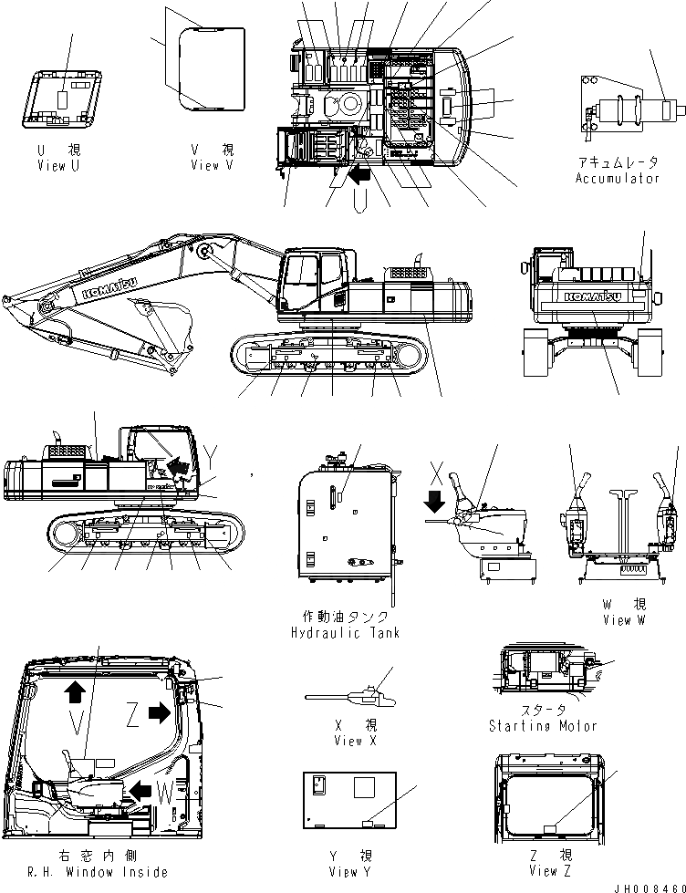 Схема запчастей Komatsu PC400-7 - MARKS И ТАБЛИЧКИS (РОССИЯ) (PICTORIAL)(№7-) МАРКИРОВКА