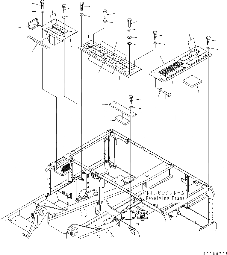 Схема запчастей Komatsu PC400-7E0 - КРЫШКА(КАБИНА)(№9-) ЧАСТИ КОРПУСА