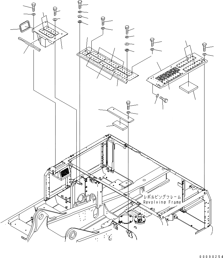 Схема запчастей Komatsu PC400-7E0 - КРЫШКА(КАБИНА)(№-) ЧАСТИ КОРПУСА