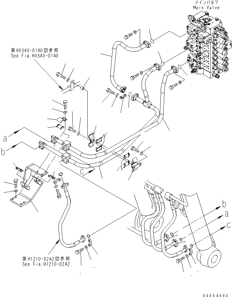 Схема запчастей Komatsu PC400-8 - ГИДРОЛИНИЯ СТРЕЛЫ (/) (ДЛЯ КЛАПАНА ПЕРЕГРУЗКИ)(№7-) ГИДРАВЛИКА