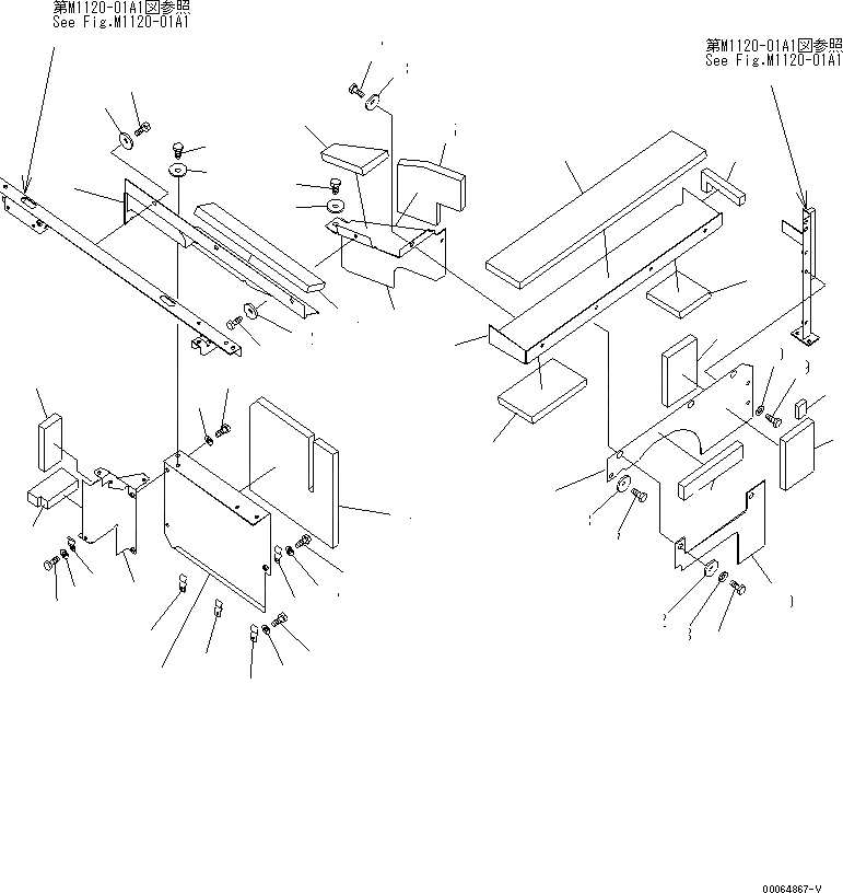 Схема запчастей Komatsu PC400-8 - ПЕРЕГОРОДКА. (КАБИНА) (/)(№7-) ЧАСТИ КОРПУСА