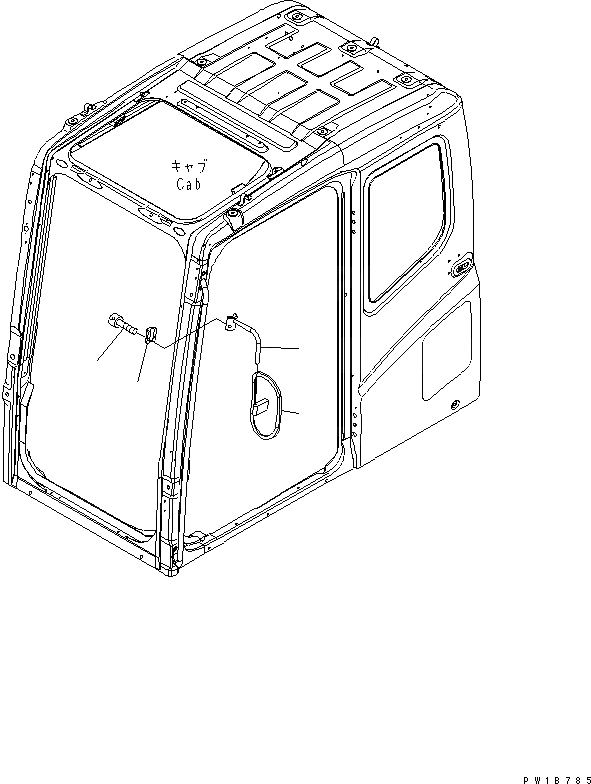 Схема запчастей Komatsu PC400-8 - ЗАДН. VIEW MIRROR¤ ЛЕВ. (ОДИНОЧН.)(№7-) ЧАСТИ КОРПУСА