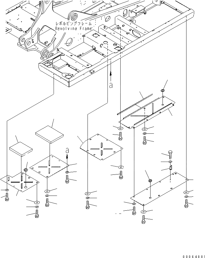 Схема запчастей Komatsu PC400-8 - НИЖН. КРЫШКА (ОСНОВНАЯ РАМА) (ЛЕВ.)(№7-) ЧАСТИ КОРПУСА