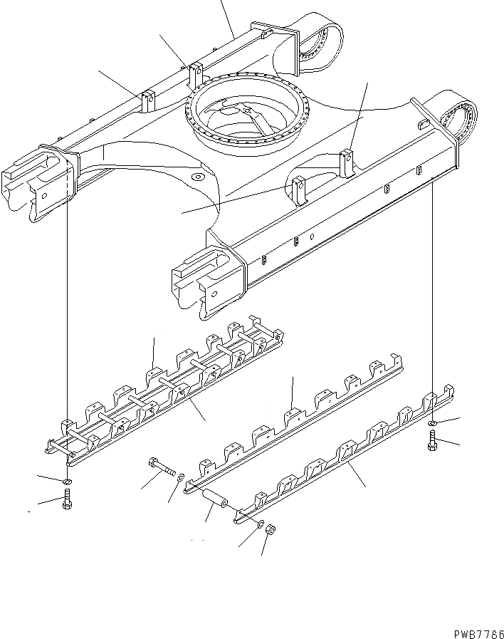 Схема запчастей Komatsu PC400LC-6Z - ГУСЕНИЧНАЯ РАМА (ПОЛН. ЗАЩИТА КАТКОВ)(№-9) ХОДОВАЯ