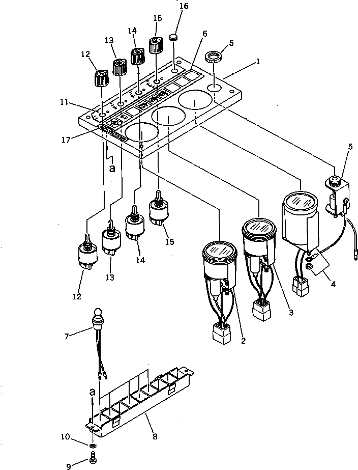 Схема запчастей Komatsu PC400LC-3 - ПАНЕЛЬ МОНИТОРА (ANALOG ТИП) (С -STAGE SELECTOR MODE OLSS) КОМПОНЕНТЫ ДВИГАТЕЛЯ И ЭЛЕКТРИКА