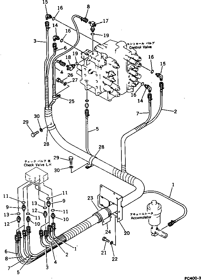 Схема запчастей Komatsu PC400LC-3 - КЛАПАН PPCТРУБЫ(/)(ДЛЯ WRIST УПРАВЛ-Е)(АВТОМ. ЗАМЕДЛЕНИЕ ОБОРОТОВ¤ ПОВОРОТН. МЕХАНИЧ. ТОРМОЗ.)(№-) ПОВОРОТН. И СИСТЕМА УПРАВЛЕНИЯ