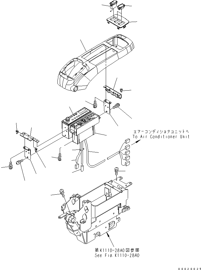 Схема запчастей Komatsu PC400LC-7-M1 - ОСНОВН. КОНСТРУКЦИЯ (КАБИНА) (КОНСОЛЬ) (ВЕРХН.) (С КОНДИЦИОНЕРОМ И РАДИО) (ЛЕВ.) (С ПРОБЛЕСК. МАЯКОМ) КАБИНА ОПЕРАТОРА И СИСТЕМА УПРАВЛЕНИЯ