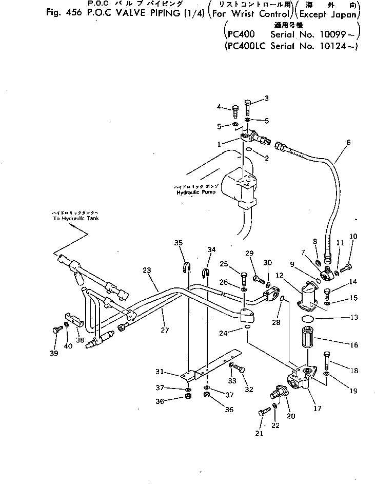 Схема запчастей Komatsu PC400LC-1 - P.O.C. КЛАПАН ТРУБЫ (/) (ДЛЯ WRIST УПРАВЛ-Е) (КРОМЕ ЯПОН.) ПОВОРОТН. И СИСТЕМА УПРАВЛЕНИЯS