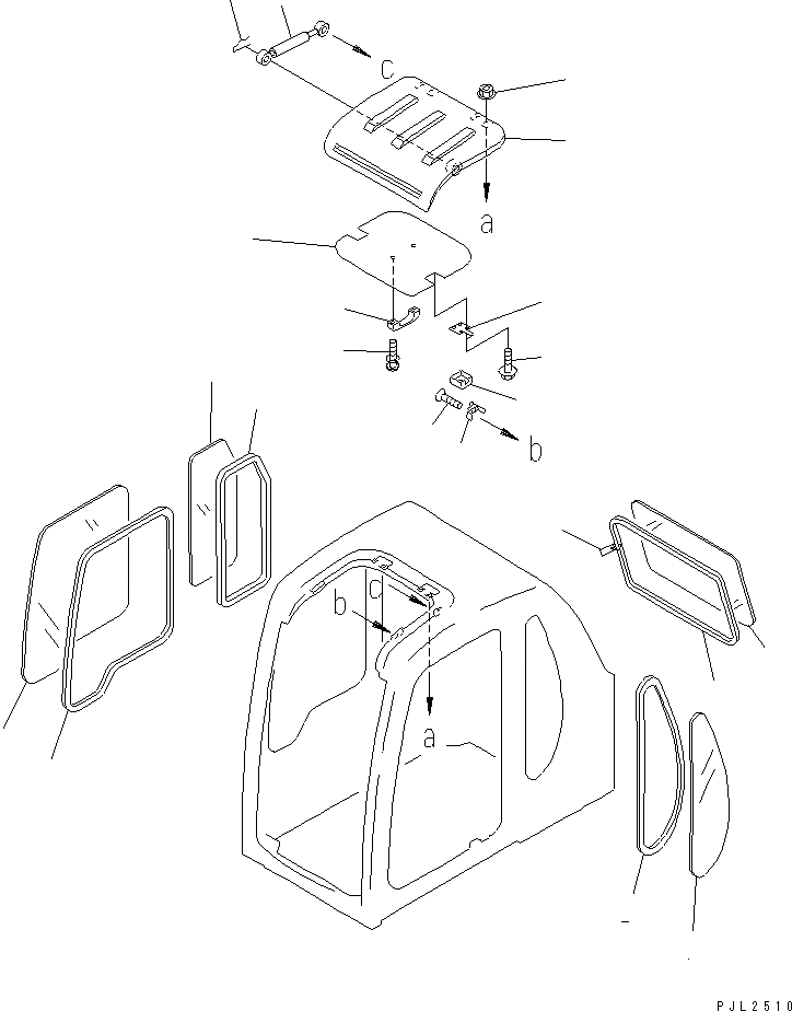 Схема запчастей Komatsu PC400LC-6Z - КАБИНА (ОКНА И ВЕНТИЛЯТОР В КРЫШЕ)(№-) КАБИНА ОПЕРАТОРА И СИСТЕМА УПРАВЛЕНИЯ